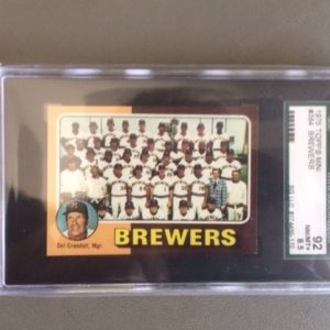 1975 Topps Mini Baseball Card 384 Brewers Team