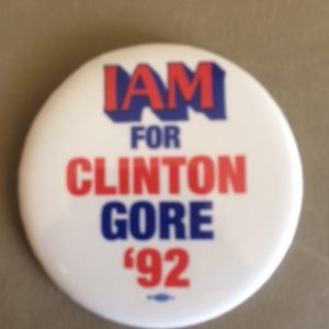 IAM for Clinton Gore 1992 Pinback