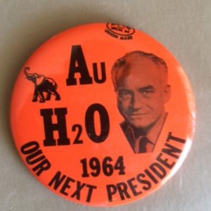 Large Orange Goldwater Our Next President 1964 pinback