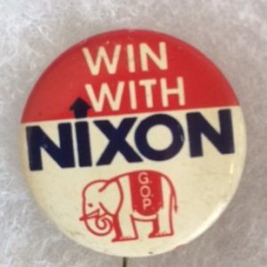 Win With Nixon GOP Elephant pinback