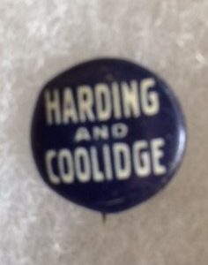 harding and coolidge name pin 2