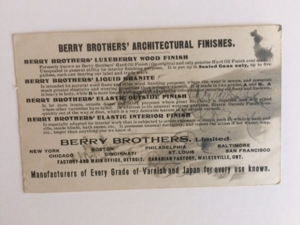 Uncle Sam Berry Brothers Trade Card back view