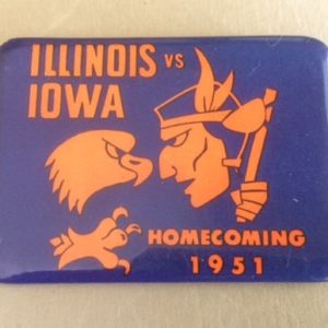 Illinois vs Iowa Football Homecoming Pinback 1951