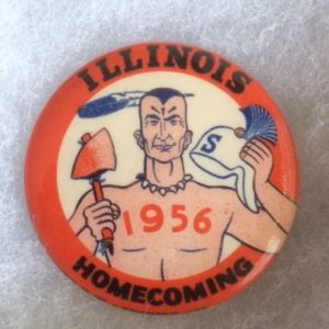 Illinois vs Michigan State Football Homecoming Pinback 1956