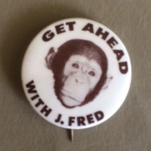 J Fred Muggs 1950 Monkey pinback