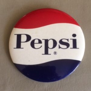 Large Pepsi advertising pinback old