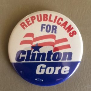Republicans for Clinton Gore pinback 2.5 inches