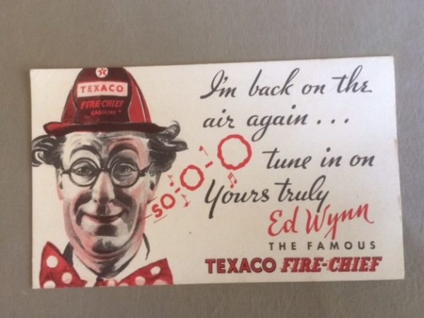 Texaco Fire Chief Ed Wynn 1933 postcard