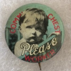 community chest pinback old
