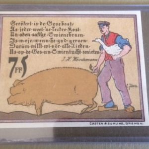notgeld 1921 farmer with pig and geese front