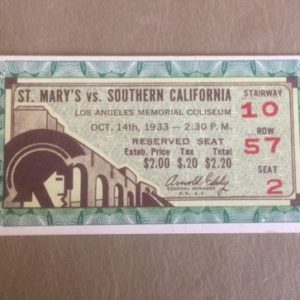 1933 USC vs St Marys Football Ticket Stub