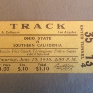 1935 USC vs Ohio State Track Meet Ticket Stub