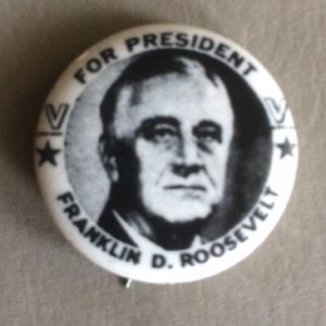 FDR for President V for Victory Pinback
