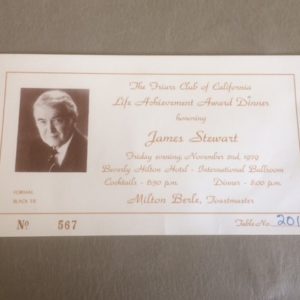 Jimmy Stewart 1979 Life Acheivement Award Admission Card