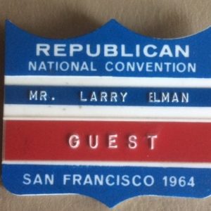 Republican National Convention San Francisco 1964 Plastic Badge