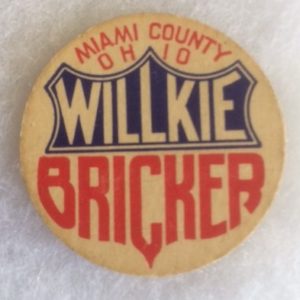 Willkie Bricker Paper Milk Bottle Cap 1940