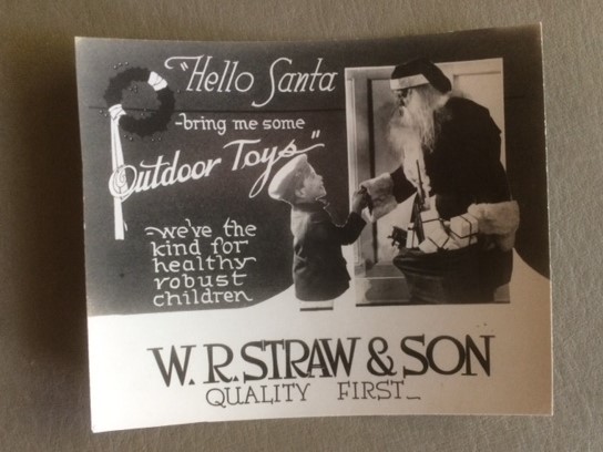 1920s Santa Advertising Photo Card Outdoor Toys