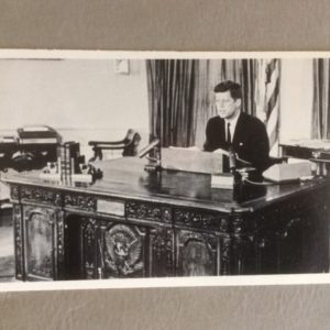 John F Kennedy Large Card - sitting at desk 6-6-1961