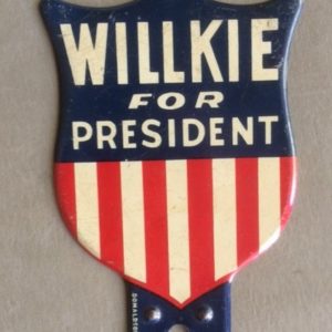 Willkie for President License Plate Attachment