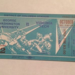 1963 Football Ticket Stub George Washington vs Virginia Tech