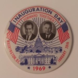 1969 Inauguration Large Pinback Nixon and Agnew