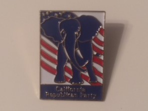 California Republican Party pin with Blue Elephant