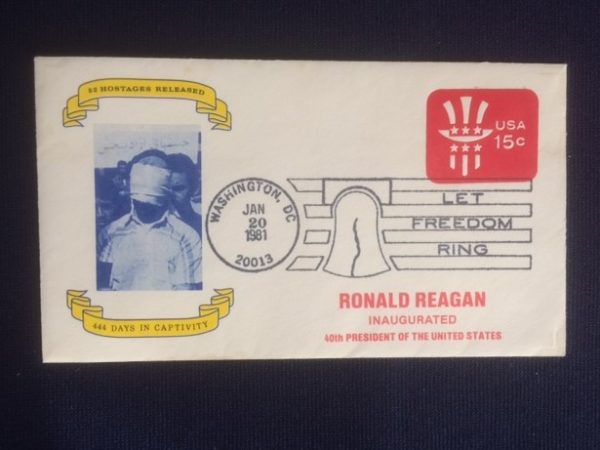 Reagan Inauguration cover with Hostages Released Cachet