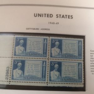 US Postage Block Lincoln Gettysburg Address