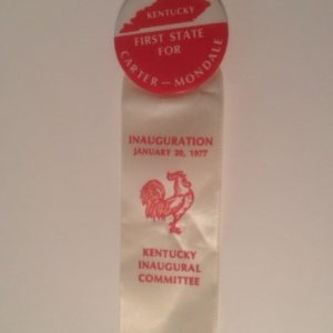 Kentucky Carter Inauguration pinback and ribbon