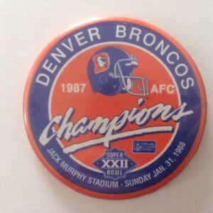 Denver Broncos 1987 AFC Champions Super Bowl Pinback
