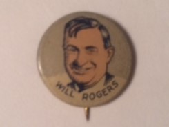 Will Rogers 1930 drawing pinback