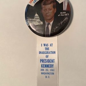 Large JFK Inauguration Pinback with Ribbon