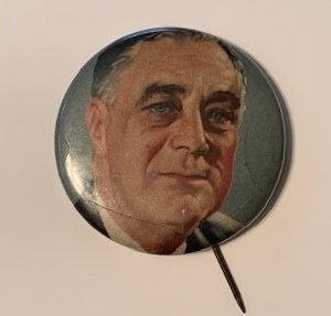 Multicolor FDR Pinback drawing with celluloid cuts