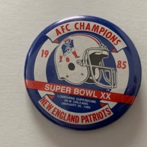 New England Patriots Superbowl XX 1985 pinback