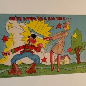 WAC hitting Hitler postcard